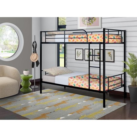 EAST WEST FURNITURE East West Furniture DAT0BLK Danbury Twin Size Bunk Bed - Powder Coating Black DAT0BLK